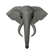 cabeza de elefante trofeo montaje en pared el la monte animal los mamíferos elephantidae africano asia tusk tronco salvaje mamut vida silvestre art safari zoológico naturaleza ilustración 3d print model - Mito3D