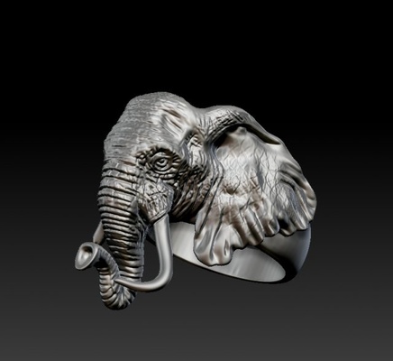 elefante anillo 3d impresión modelo in anillos 3dexport joyería joya animal africano 3d print model - Mito3D