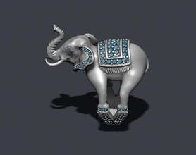 elefante anillo gemas 3d impresión modelo in anillos 3dexport canalla joya joyería naturaleza plata dibujos animados alfombra animal elefhnt imprimible brillante roca piedra preciosa diamante 3d print model - Mito3D