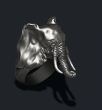 elephant ring 750 925 africa apparel cad gold high jewel jewellery jewelry nature obj rhino rings silver stl zbrush 3d print model - Mito3D
