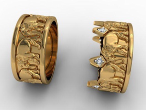 elefante anéis 3dm o cad detalhadas diamante engajamento feminino ouro jóia jóias photoreal printable rhino anel de prata stl pedra casamento 3d print model - Mito3D