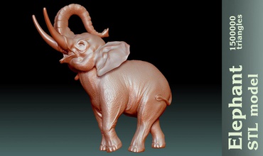 elephant stl 3d print model in figurines 3dexport printer stereo stereolithography nature fauna safari 3d print model - Mito3D