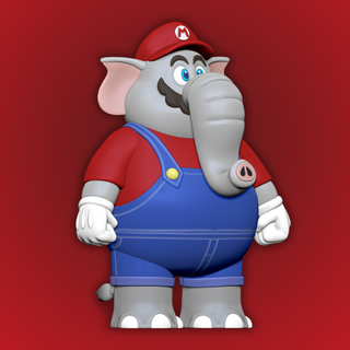 Elefant Super Mario Zahl bros Wunder Figuren luigi Pfirsich Kröte Gänseblümchen Spiel Videospiel Pilz Schalter Plattformen drucken 3d elefante 3d print model - Mito3D