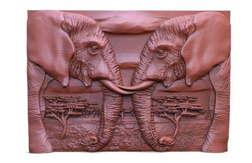 elephants cnc 3d print model signs logos elephant art relief artcam aspire african savanna wild life 3d print model - Mito3D