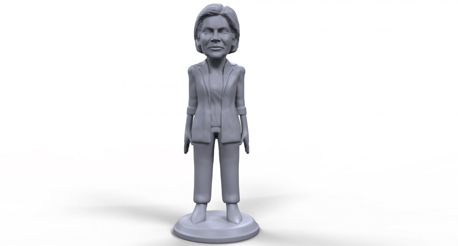 elizabeth warren stylisée de haute qualité 3d imprimable miniature elizabeth-warren femme dame politicien politique jeu plateau la femelle dessus table sculpture statue l'homme personnes états-unis les élections jeux 3D print model - Mito3D