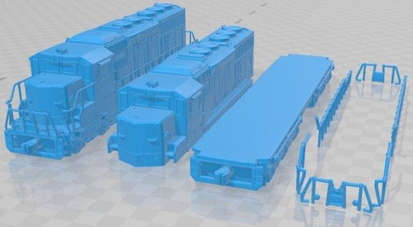 emd sd40 2 locomotive imprimable automobile train chemin fer loisir micro rail échelle diorama 3d print model - Mito3D