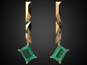 emerald earrings gold e13 3d print model family earring 3d printable gold silver jewelry cnc jewel gemstone gem brilliant diamond ring sterling sapphire pendant emerald jewelryset art 3d print model - Mito3D
