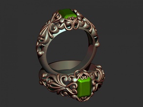 emerald filigree ring jewelry jewel jewells silver gold printable 3dprint platinum diamond emeraldring cocktail cocktailring ruby zbrush cnc rings 3d print model - Mito3D
