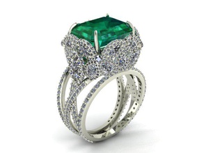 esmeralda anillo de la mariposa impresión 3d modelo joyería oro el diamante boda sterling famle ruby los anillos flor lujo 3d print model - Mito3D