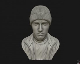 eminem 3d retrato escultura impressão modelo in 3dexport estátua 3dprint estatuetas arte fracasso rapper humano 3d print model - Mito3D