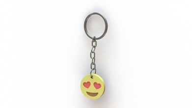 emoji keychain - smiling face heart eyes 3d 3dmodel 3dmodels 3dmodeling 3dprint 3dprinting 3dprinted 3dprintable emoticon 3d print model - Mito3D