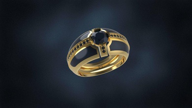 enamel man ring free 3d print model in pendants 3dexport diamond engagement wedding jewelry gold silver gem brilliant jewel fashion jewelery jewellery gemstones gems men signet 3d print model - Mito3D