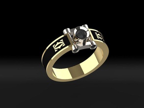 esmalte hombre anillo gratis 3d impresión modelo in anillos 3dexport diamante compromiso boda joyería joya oro plata brillante moda piedras preciosas hombres sello platino lujo libra esterlina 3d print model - Mito3D