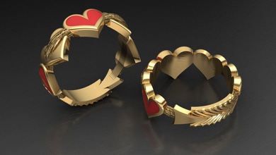 Emaille-ring Frau ring Herz Herzen Pfeil Schmelz Schmuck gold Silber Liebe loveis ladyring 3d print model - Mito3D