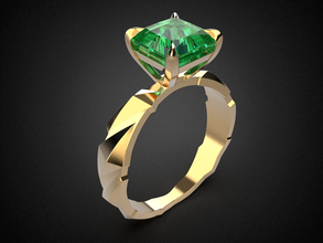 engagement émeraude bague or r7 3d impression modèle bijoux précieux gemme brillant luxe argent imprimable sterling platine saphir diamant tiffany anneaux 3d print model - Mito3D