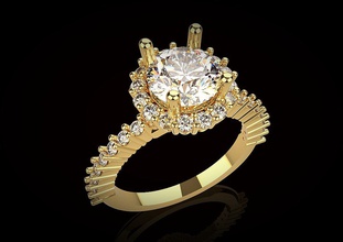 engagement halo ring ing gem diamond fashion uniq woman gold silver 3d print model - Mito3D