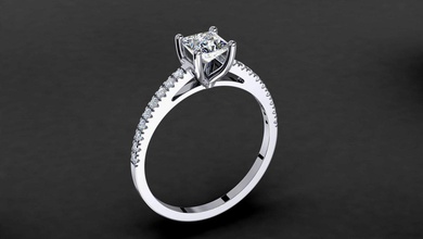 engagement princess diamond ring gem stone gold silver platinum prong obj stl print printable prototyping collection jewel jewelry jewellery wedding 3d print model - Mito3D