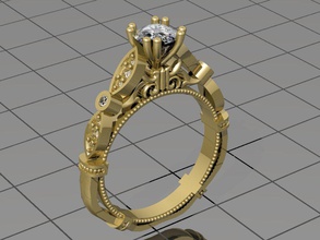 engagement ring 3d jewelry jewellry printable model gold silver diamond gem stone round original esclusive 3d print model - Mito3D