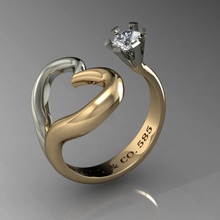 engagement ring jewelry female diamond heart printable detail stl obj 3dm rings cad wedding gems brillant exclusive fashion gold rhiho 3d print model - Mito3D
