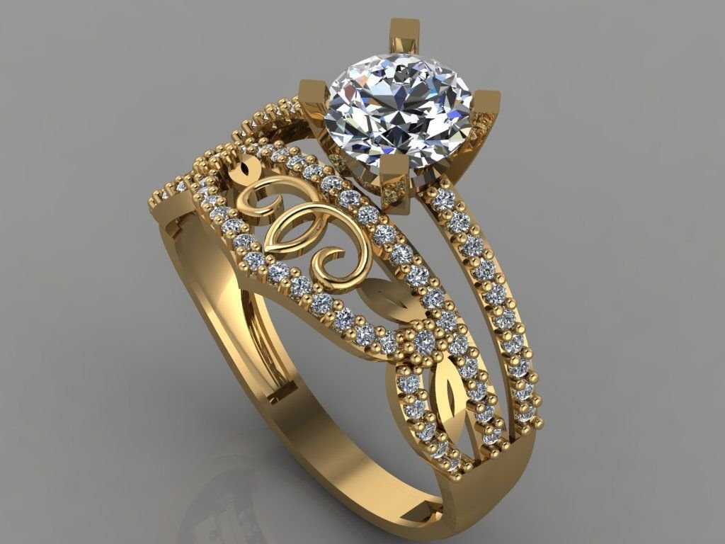 engagement ring diamond wedding 3D print model - Mito3D