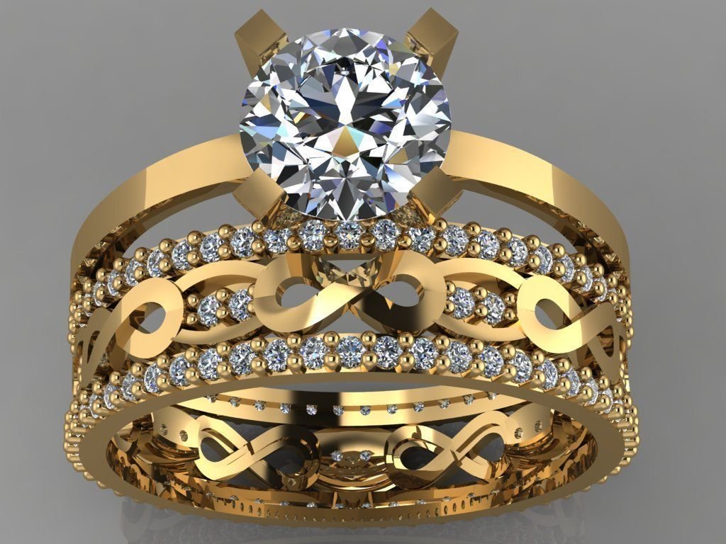engagement ring diamond wedding gold 3D print model - Mito3D