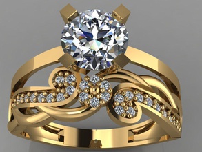 anello di fidanzamento con diamante matrimonio oro 3d print model - Mito3D