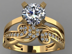 engagement ring diamond wedding gold 3d print model - Mito3D