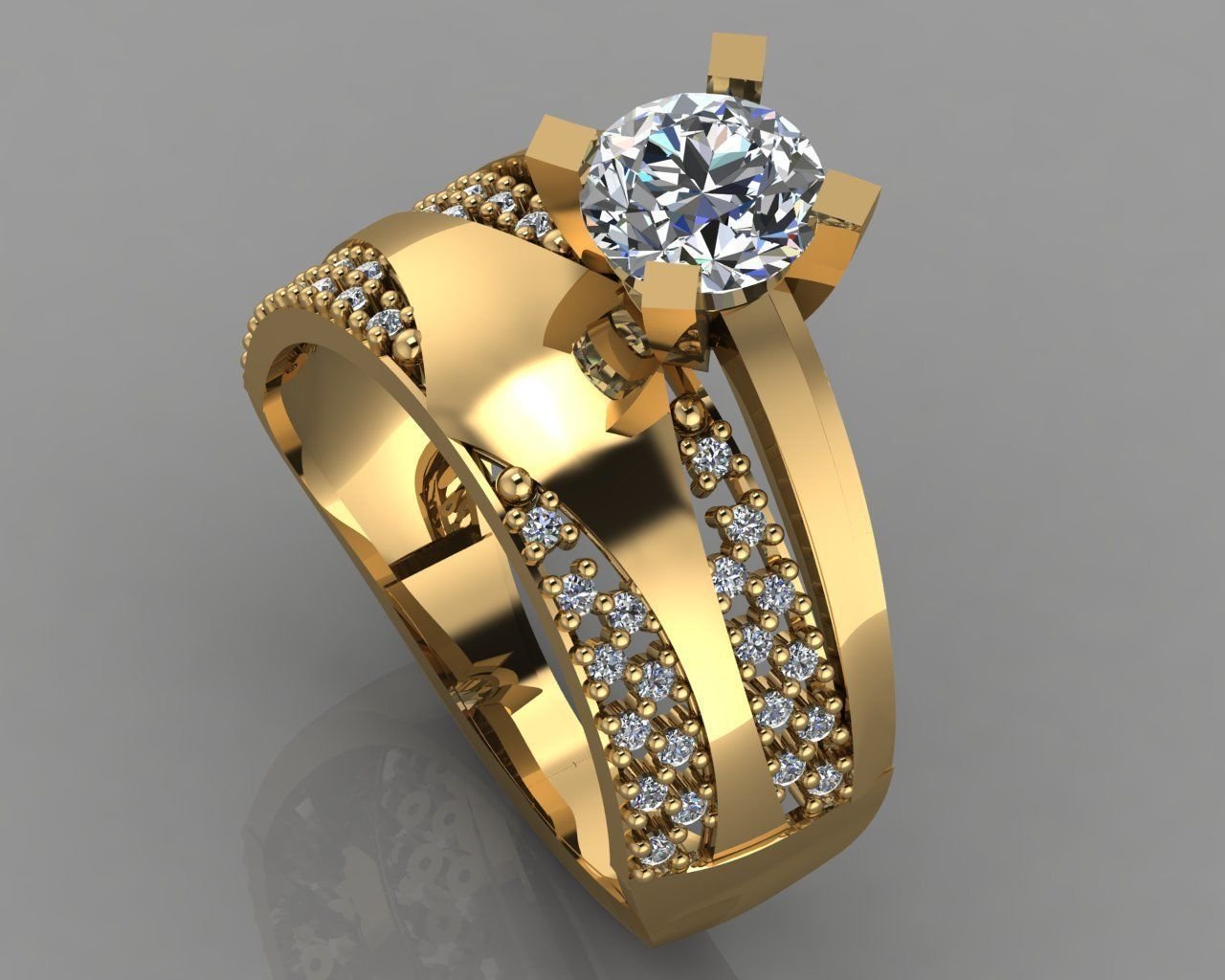 engagement ring diamond wedding gold 3D print model - Mito3D