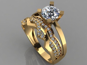 anello di fidanzamento con diamante matrimonio oro 3d print model - Mito3D