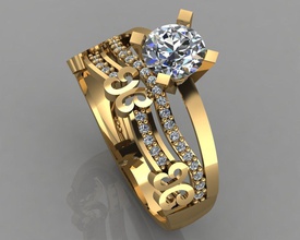 nişan yüzüğü elmas yüzük düğün altın 3d print model - Mito3D