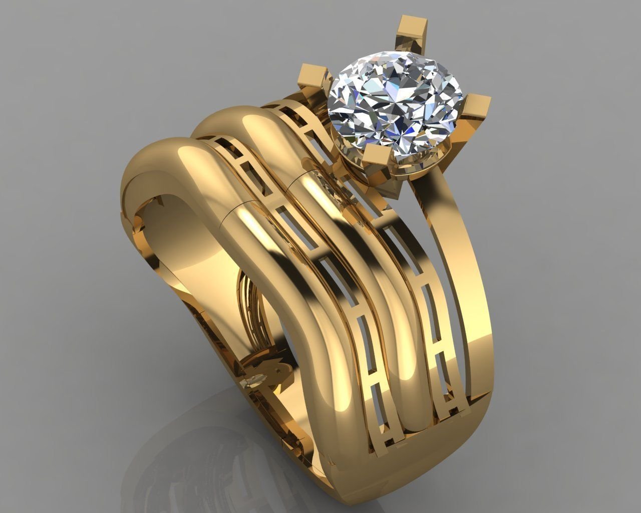 Verlobungsring Diamant engagement ring diamond gold Hochzeit 3D print model - Mito3D