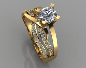 anillo de compromiso diamantes el diamante la boda oro 3d print model - Mito3D