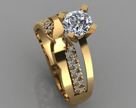 engagement ring diamond wedding gold 3d print model - Mito3D