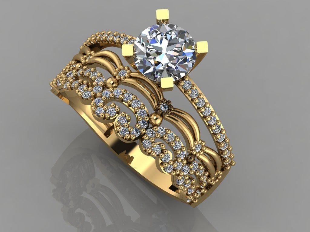 anello di fidanzamento con diamante matrimonio gioielli 3D print model - Mito3D