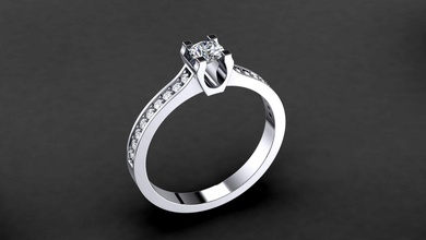 engagement ring model 001 gem stone gold silver platinum prong obj stl print printable prototyping collection diamond jewel jewelry jewellery wedding 3d print model - Mito3D