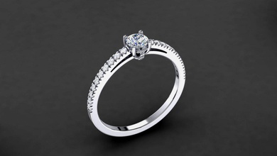 engagement ring model 003 gem stone gold silver platinum prong obj stl print printable prototyping collection diamond jewel jewelry jewellery wedding 3d print model - Mito3D