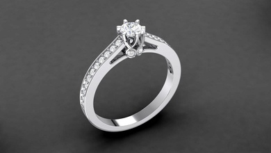 anillo de compromiso la ronda 4mm diamante gem piedra oro plata el platino tierra obj stl impresión imprimible creación prototipos colección joya joyería boda 3d print model - Mito3D