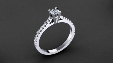 engagement ring v prong gem stone gold silver platinum obj stl print printable prototyping collection diamond jewel jewelry jewellery wedding 3d print model - Mito3D