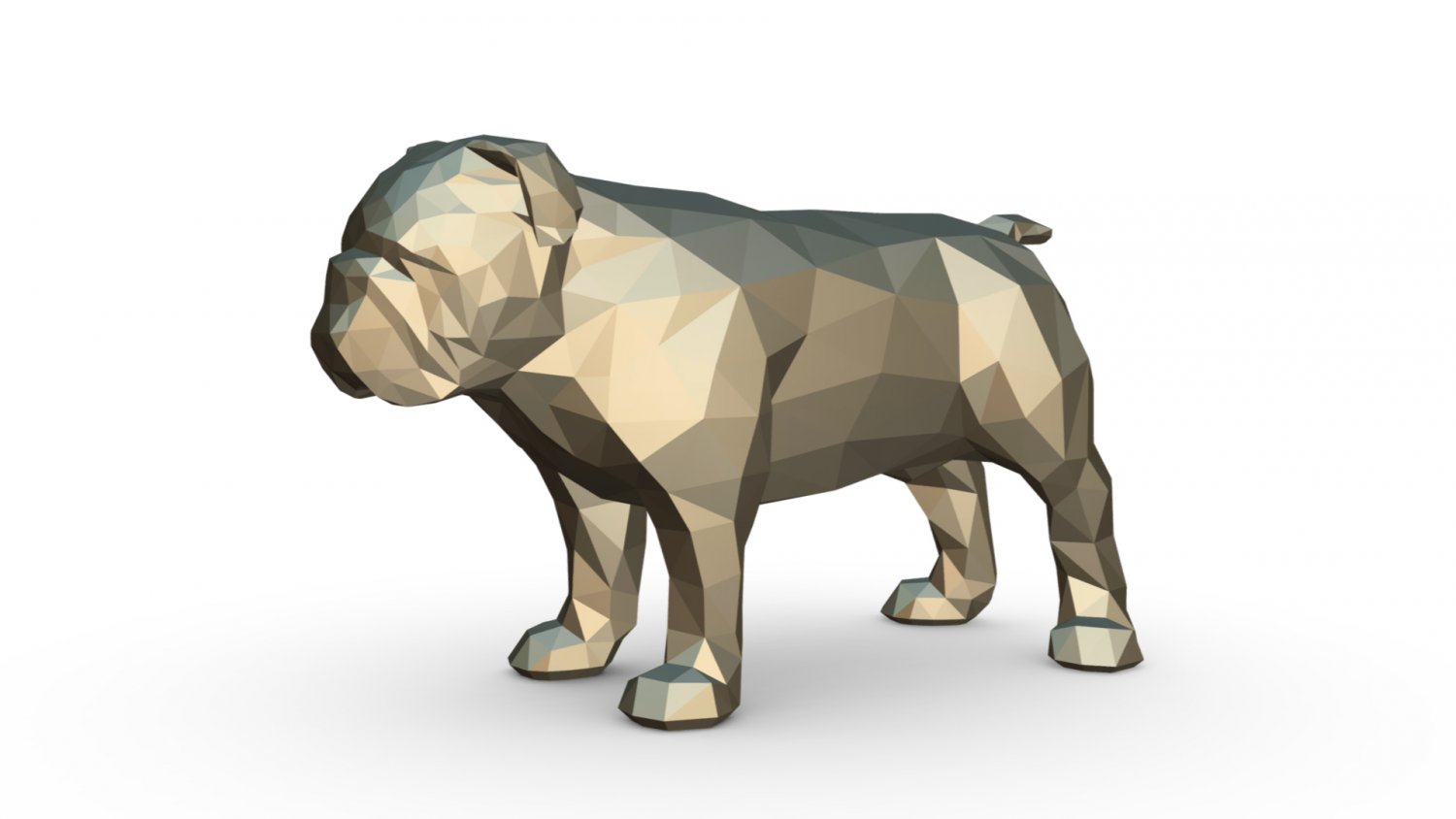 englisch bulldogge zahl 3d drucken modell tiere 3dexport kunst geschenk lowpoly 3dprint tier dekor figur innere design miniaturen skulptur statue spielzeug karikatur papercraft origami hund 3D print model - Mito3D