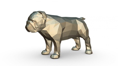 ingilizce bulldog şekil 3d yazdır model in hayvanlar 3dexport sanat hediye düşük poli 3dprint hayvan dekor heykelcik iç tasarım minyatürler heykel oyuncak karikatür kağıt işi japon katlama sanatı köpek 3d print model - Mito3D