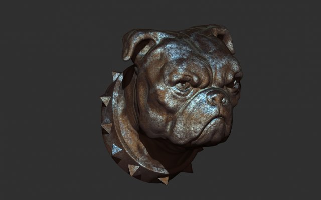 Englisch Bulldogge Kopf Skulptur Hund Marionette Tier dekorativ Figur Kunst Miniaturen Figuren 3D print model - Mito3D