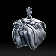 anglais bouledogue pendentif 3d imprimante impression modèle in pendentifs 3dexport chien chiens français bulldog motard animal compagnie bijoux argent boxeur mignonne drôle 3d print model - Mito3D