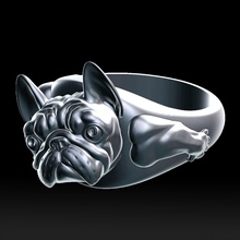 english bulldog ring stl 3d printer print model in rings 3dexport dog dogs french frenchbulldog biker animal pet jewelry silver boxer englishbulldog cute funny nicely 3d print model - Mito3D