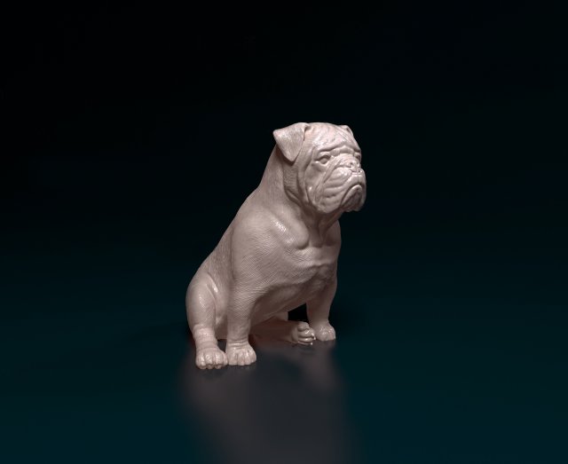 englisch bulldogge sitzung 3d drucken modell figuren 3dexport hund tier gedruckt stl obj 3D print model - Mito3D