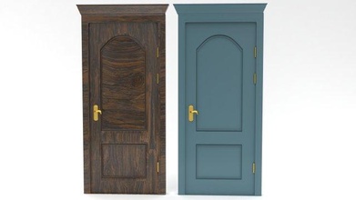 Entrata porta impostato interni vray legno legna porte cancello 3d modello pbr lowpoly fbx pomello gateway blu design classico 3d print model - Mito3D