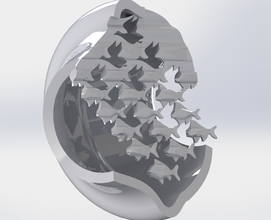 escher cielo acqua 3d scultura creazione stampa modello in segni loghi 3dexport design stl file lavori solidi modulo 3d print model - Mito3D
