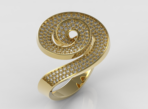espiral anillo joyería de oro la plata gem diamods creación prototipos producción 3d print model - Mito3D