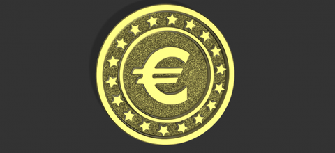 euro coin pendant or keychain 3d print model in pendants 3dexport wood printable shield art coins badges europe money cash jewelry european cnc 3d print model - Mito3D