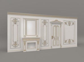 european style interior wall decoration 3 indoors baroque antique classic architecture ornate rococo plaster doors baguette carving panel wall carved decoration molding interior luxury victorian architectural 3d print model - Mito3D