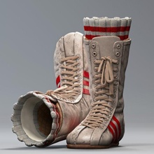 sonsuz gerçekçi boks ayakkabı low poly 3d model in giyim 3dexport spor dalları koşma dallari nostaljik eski muhammed ali silgi deri beyaz kırmızı eğitim egzersiz boksör varlıklar 3d print model - Mito3D